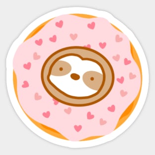 Cute Heart Sprinkle Donut Sloth Sticker